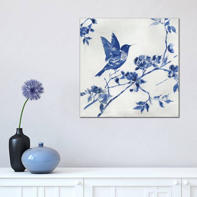 Porcelain Hummingbird by Asia Jensen - Wrapped Canvas Painting (46cm H x 46cm W)