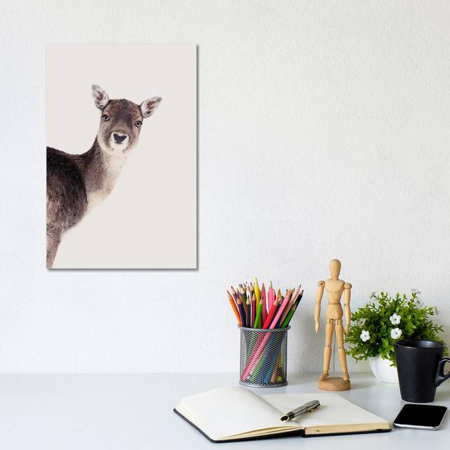 Deer Peekaboo Rose by Monika Strigel - Wrapped Canvas Photograph (30.48cm H x 20.32cm W x 1.91cm D)