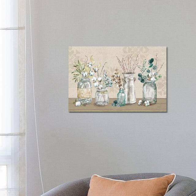 Cotton Bouquet I by Mary Urban - Graphic Art Print on Canvas - Wrapped Canvas (66.04 cm H x 45.72 cm W x 3.175 cm D)