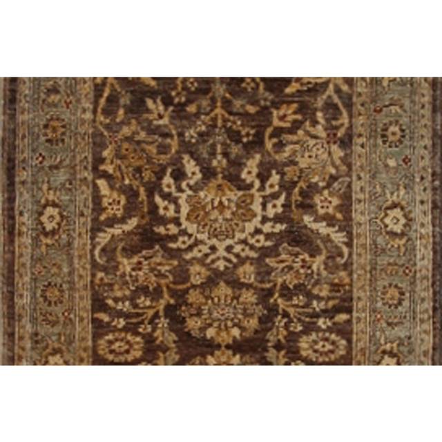 Hand-Knotted 100% Wool Brown/Beige Rug (79cm W X 382cm L)