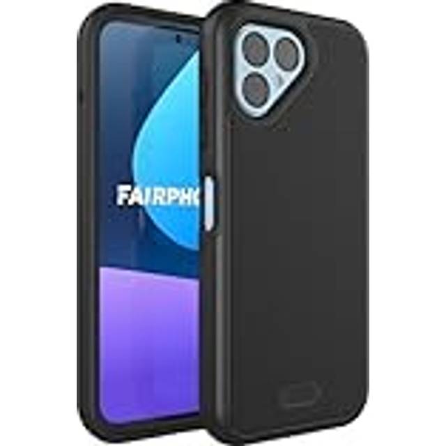 TUDIA DualShield-grepp designat för Fairphone 5 fodral (2023), [MergeGrip] militärkvalitet dubbla lager stötsäkert smalt tufft skyddande telefonfodral (svart)