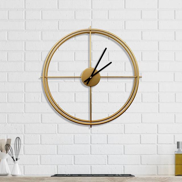 Ashcraft Larry&#39;s Minimalist Iron Wall Clock - 50 cm / 19.7 in - Gold (50cm W X 50cm H X 4cm D)