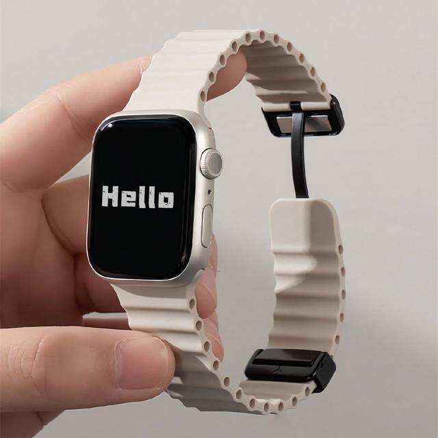 1st flytande silikon Sport Style Magnetic Watch Band Kompatibel med Apple Watch Band Apple Watch 42mm 38mm 40mm 41mm 44mm 45mm 46mm 49mm Fashion Smart - Beige (38/40/41,42/44/45/49,Serie 10 42mm,Serie 10 46mm)