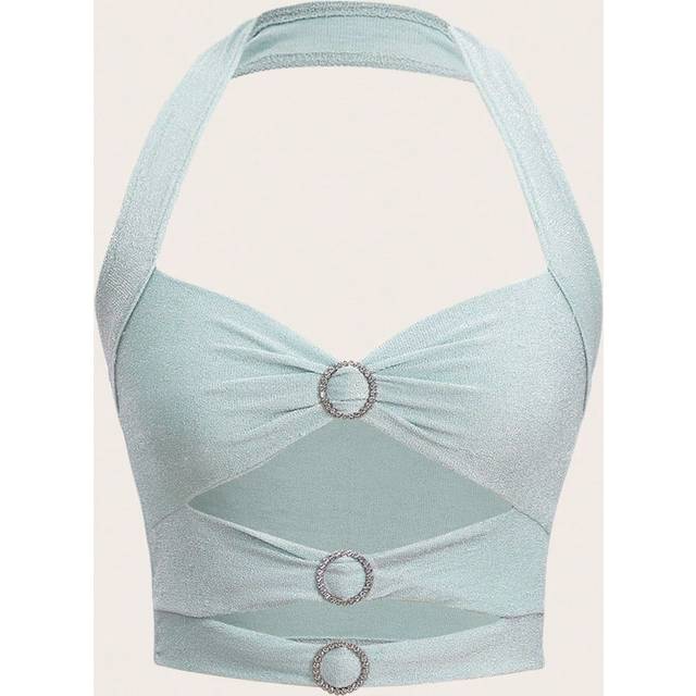 Aveloria Women&#39;S Halter Neck Pleated Cut-Out Tank Top