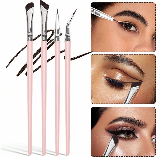 MAANGE MAANGE 4pcs Professional Eye Makeup Brush Set,Eye Shadow Brush,Eyebrow Brush,Eyeliner Brush,Makeup Tools With Soft Fiber For Easy Carrying,Brush For T