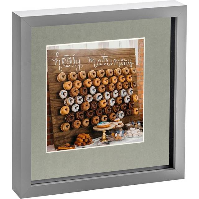 10" x 10" Grey 3D Box Photo Frame - with 6" x 6" Mount - Grey Mount