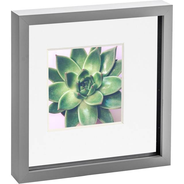 10" x 10" Grey 3D Box Photo Frame - with 6" x 6" Mount - White Mount