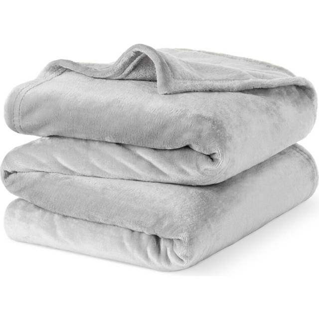 (DOUBLE, MISTY GREY) LIVIVO Soft Flannel Fleece Blanket - Warm Microfiber Throw