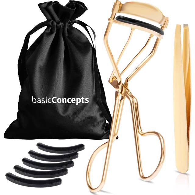 Eyelash Curlers Kit (Gold)  Premium Lash Curler for Perfect Lashes  Universal Eye Lash Curler with 5 Eyelash Curler Refills  Eyelash Curler for Women