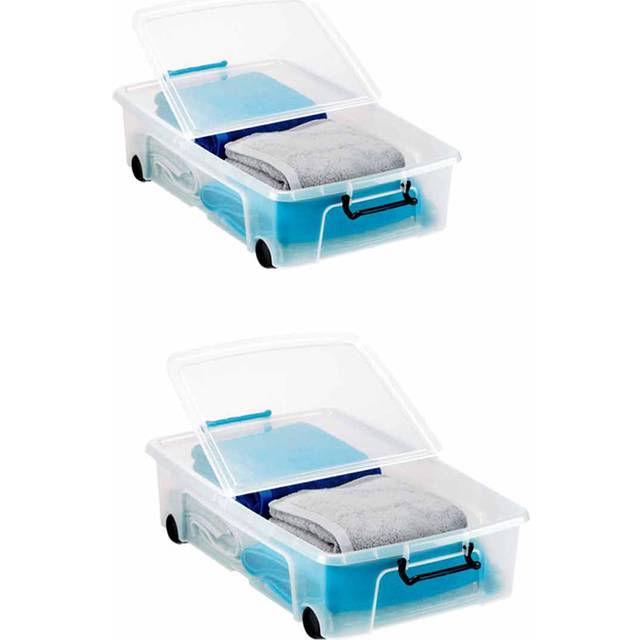 Strata Underbed Smart Plastic Storage Box with Wheels 35 Litre Pack of 2, none
