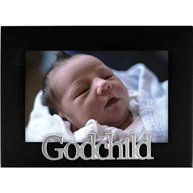 Malden International Designs 4391-46 Baby Memories Godchild Black Wood Picture Frame  4x6  Black