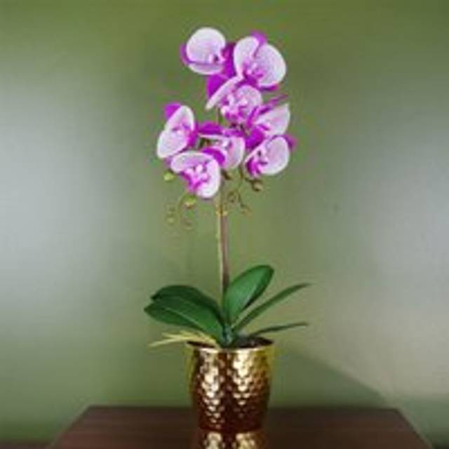 50Cm Orchid Artificial Flowering Plant in Pot - Purple (50cm H X 20cm W X 20cm D)