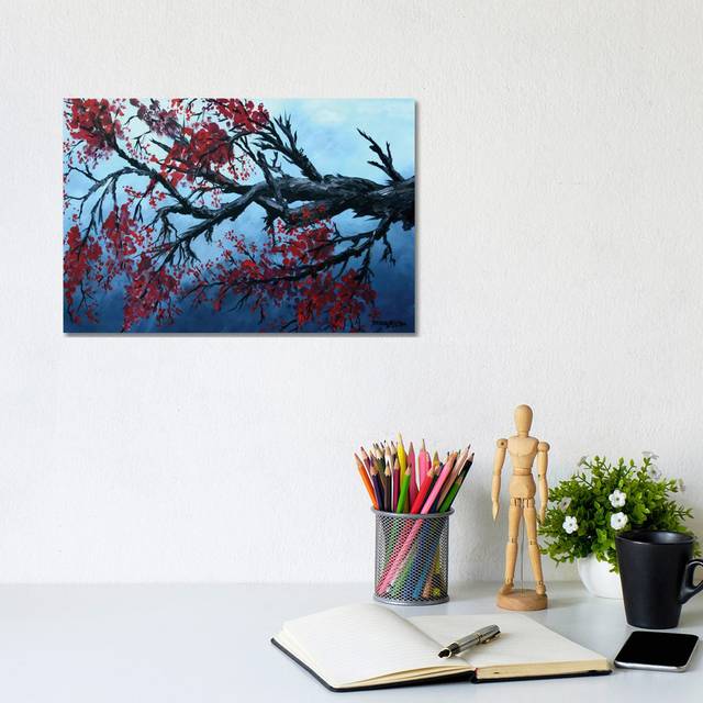 Japanese Cherry Blossom Flowers by Derek McCrea - Wrapped Canvas Painting (20.32 cm H x 30.48 cm W)