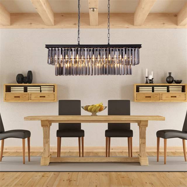 Alexandrew 9-Light Kitchen Island Rectangle Pendant - Grey (28cm H X 85cm W X 25cm D)