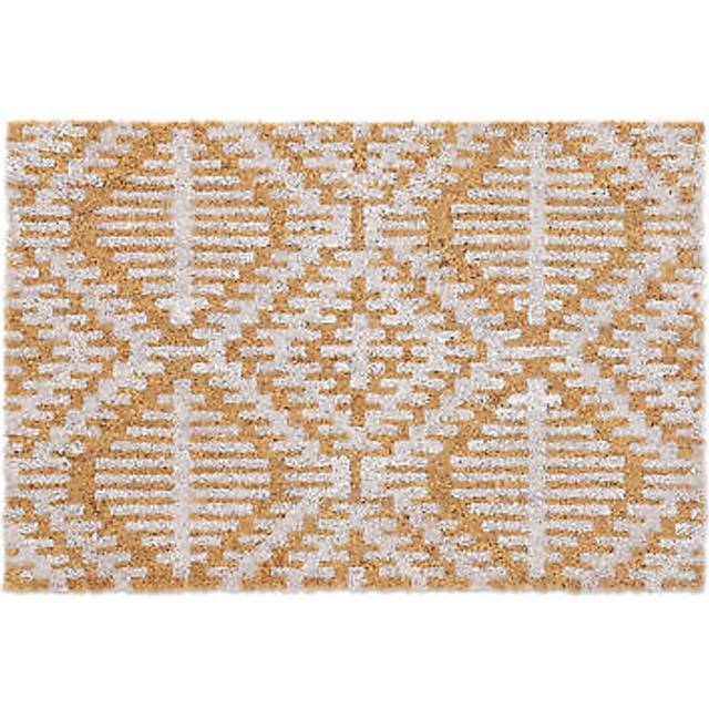 Relaxdays dörrmatta med geometriskt mönster, kokosfiber, 40 x 60 cm, robust, inomhus och utomhus, halkfri, naturlig vit