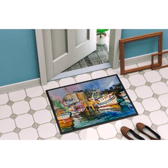 """""Caroline's Treasures Shrimp Boat Warehouse Indoor or Outdoor Mat  24"""""""" x 36""""""""  Multicolor"""""