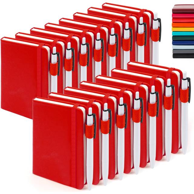 feela 15 Pack Pocket Small Notebooks Bulk, Mini Cute Notepads Hardcover College Ruled Lined Journals with Pen Holder for School Business Memos, with