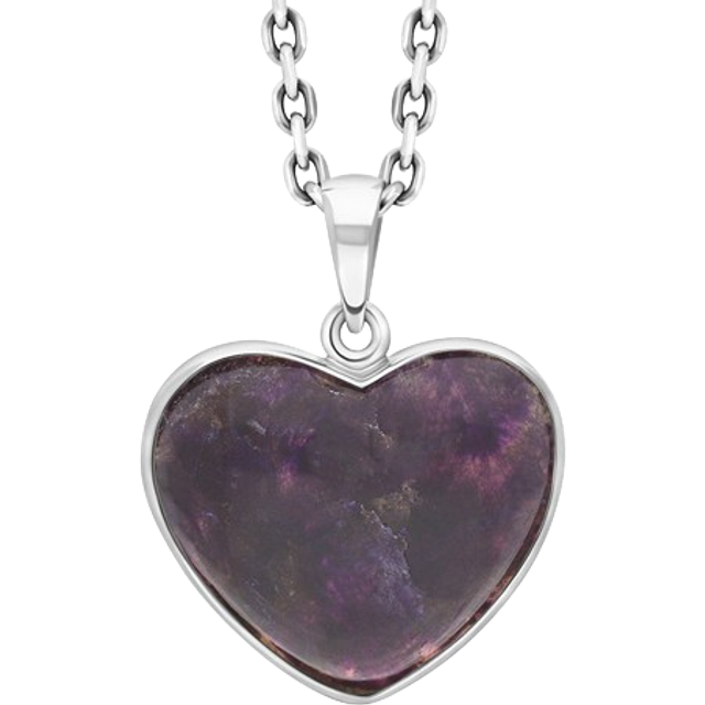 Sterling Silver Blue John Heart Necklace D