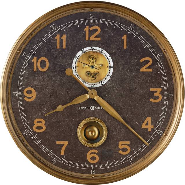 Saunders 57.15cm Wall Clock - Brown;Gold (57.15cm W X 57.15cm H X 5.08cm D)