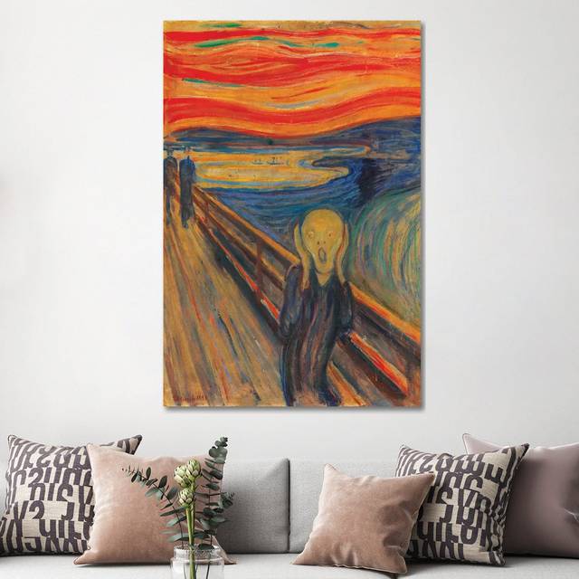 The Scream, 1893 (Oil, Tempera & Pastel on Cardboard) by Edvard Munch - Painting Print on Canvas - No Frame (152.4cm H x 101.6cm W x 3.81cm D)