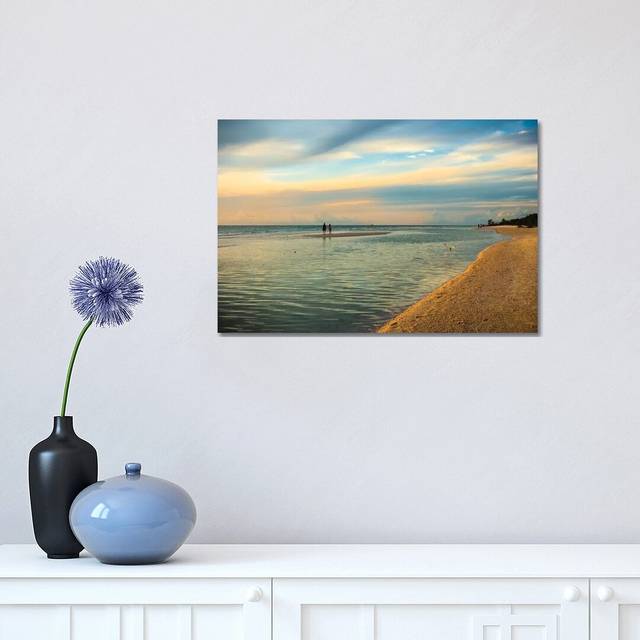 People Standing On A Sandbar In The Water Watching Sunset HDD10 (30.48 cm H x 45.72 cm W)