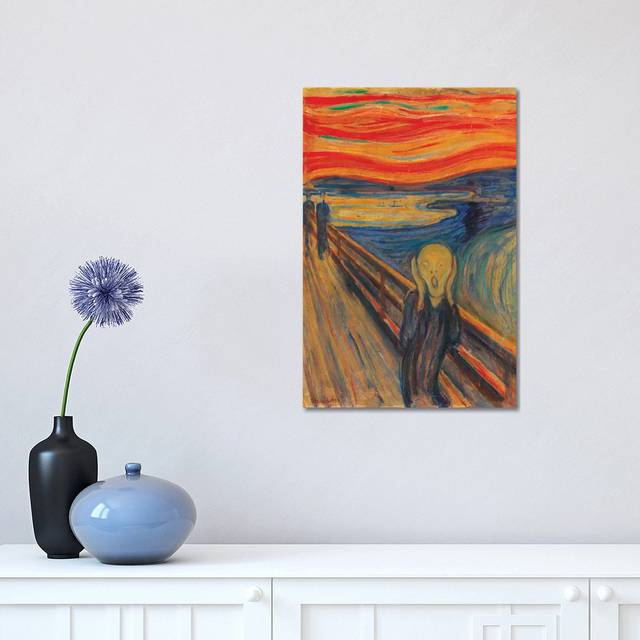 The Scream, 1893 (Oil, Tempera & Pastel on Cardboard) by Edvard Munch - Painting Print on Canvas - No Frame (45.72cm H x 30.48cm W x 1.91cm D)