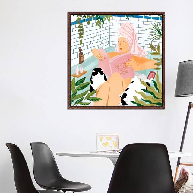 How To Have A Spa Day At Home - Art Print on Canvas - Classic Brown Wood Framed (93.98 cm H x 93.98 cm W)