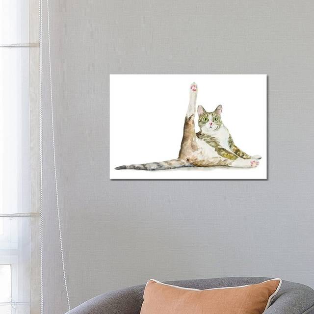 Funny Yoga Cat by - Wrapped Canvas Graphic Art (66.04 cm H x 45.72 cm W x 1.91 cm D)