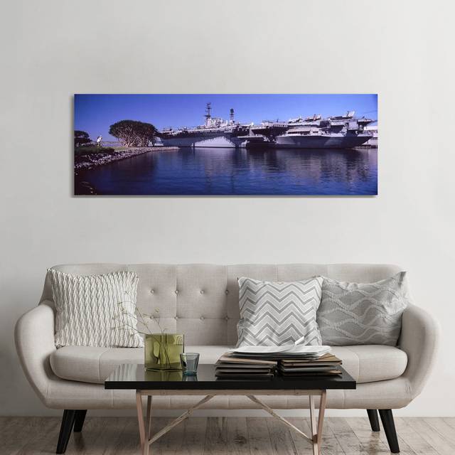 Aircraft Carriers at a Museum, San Diego Aircraft Carrier Museum - Wrapped Canvas Panoramic Photograph (60.96cm H x 182.88cm W x 3.81cm D)