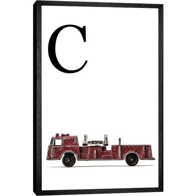 C Fire Engine Letter - Graphic Art Print on Canvas - Black Framed (66.04 cm H x 45.72 cm W)
