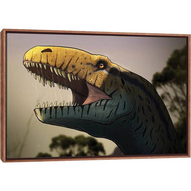 Portrait of a Megalosaurus Dinosaur by Paulo Leite da Silva - Graphic Art on Canvas - Brown Framed (101.6 cm H x 66.04 cm W)