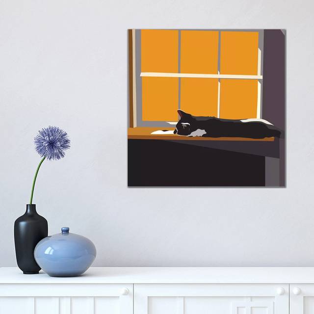 Cat on a Window Sill II by Emily Kalina - Wrapped Canvas Painting (45.72cm H x 45.72cm W x 1.91cm D)