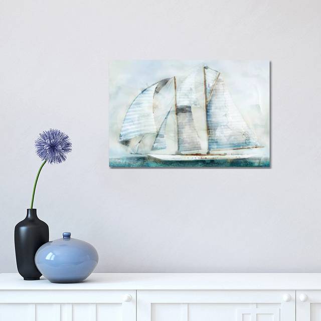 Sailboat Blues II by Edward Selkirk - Wrapped Canvas Panoramic Painting (30.48 cm H x 45.72 cm W)