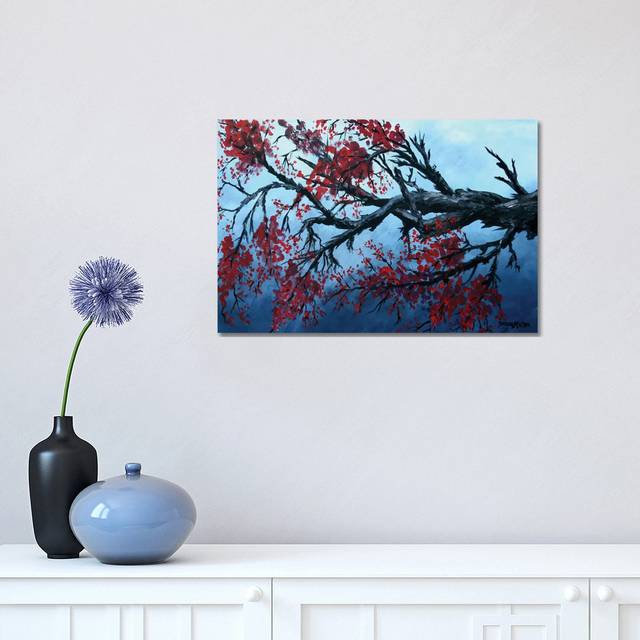 Japanese Cherry Blossom Flowers by Derek McCrea - Wrapped Canvas Painting (30.48 cm H x 45.72 cm W)
