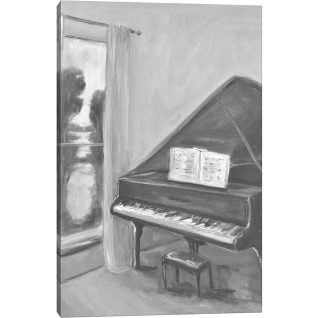 Piano in Black and White II by Allayn Stevens - Wrapped Canvas Painting (30.48 cm H x 45.72 cm W)