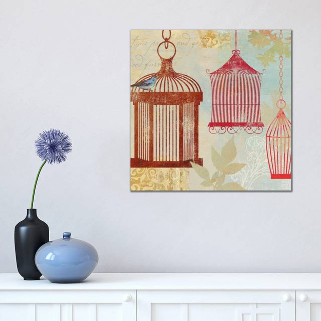 Bird on a Cage II by Aimee Wilson - Wrapped Canvas Graphic Art (45.72 cm H x 45.72 cm W x 3.175 cm D)