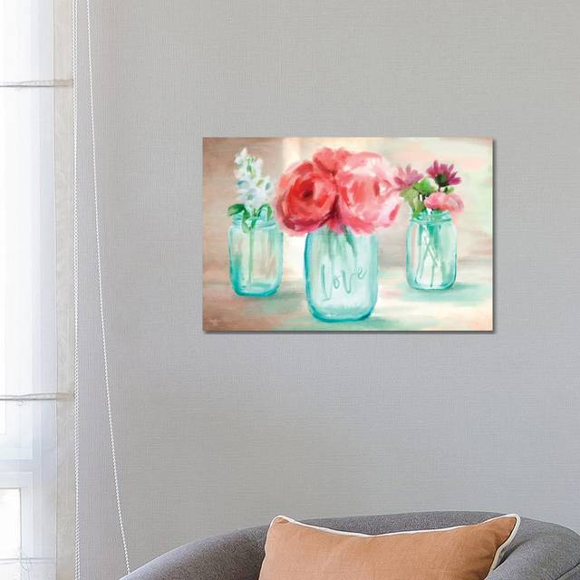 Floral Trio by Mollie B. - Wrapped Canvas Painting (45.72cm H x 66.04cm W x 1.91cm D)