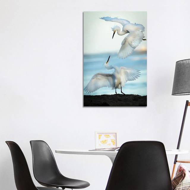 Snowy Egret Tango (101.6cm H x 66.04cm W x 3.81cm D)