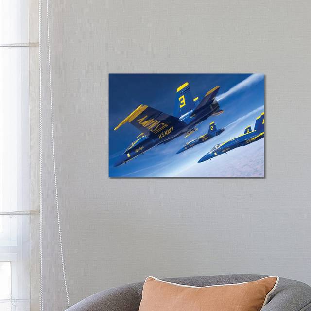 F/A-18 Hornets of the Angels Fly in Formation over Colorado by Stocktrek Images - Wrapped Canvas Art Prints (45.72cm H x 66.04cm W x 1.905cm D)