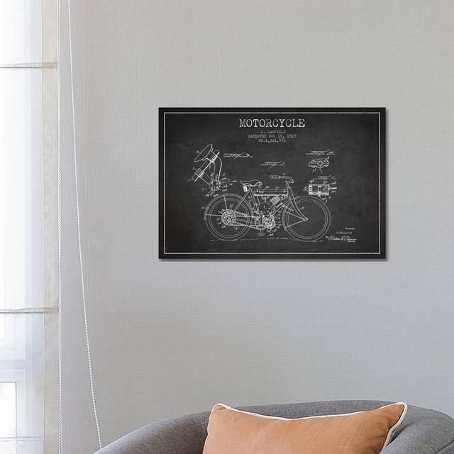 J. Canfield Motorcycle Patent Sketch (Charcoal) by Aged Pixel - Wrapped Canvas Art Prints (66.04 cm H x 45.72 cm W x 3.175 cm D)
