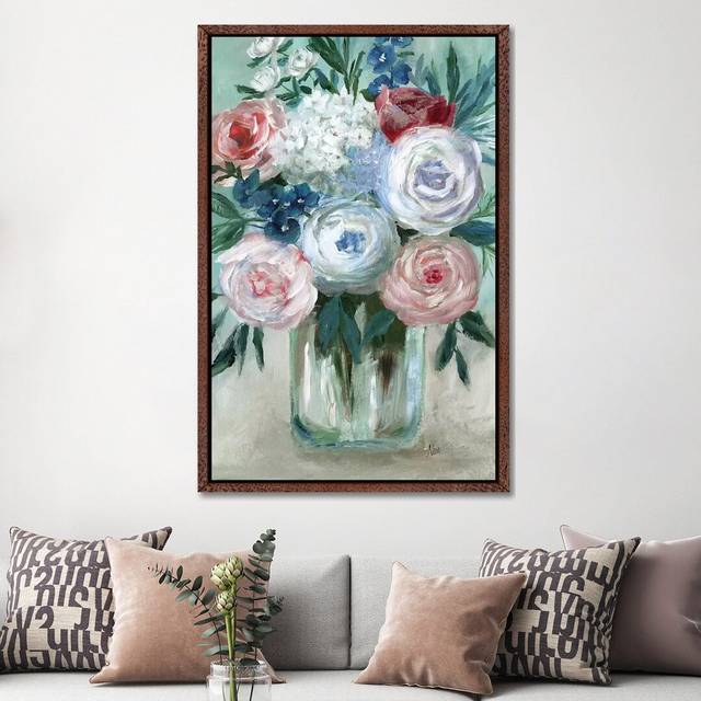Chalk Pastel Bouquet - Print - Classic Brown Wood Framed (152.5 cm H x 101.5 cm W)