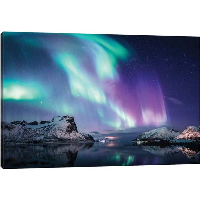 Northern Lights in Bergsbotn, Senja by Steffen Fossbakk - Graphic Art Print on Canvas - Wrapped Canvas (66.04 cm H x 45.72 cm W x 1.91 cm D)