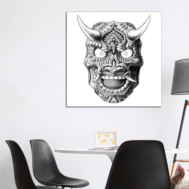 Japanese Demon Mask II by - Wrapped Canvas Graphic Art (93.98cm H x 93.98cm W x 3.81cm D)
