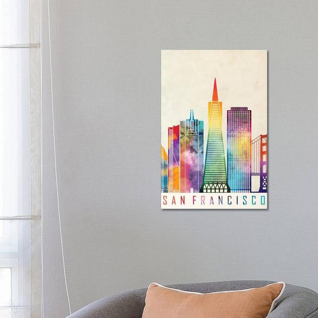 San Francisco Landmarks Watercolour Poster by Paul Rommer - Wrapped Canvas Art Prints (66.04cm H x 45.72cm W)