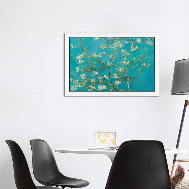 Almond Blossom, 1890 by Vincent Van Gogh - Painting Print on Canvas - White Framed (101.6 cm H x 66.04 cm W)