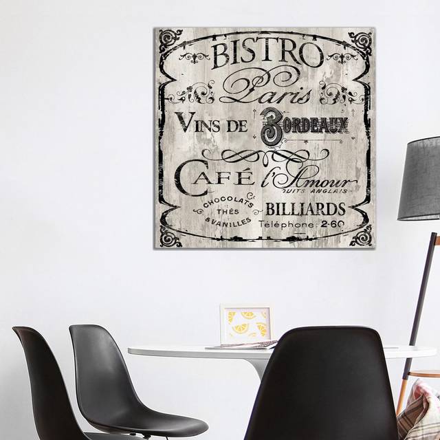 Paris Bistro III by Color Bakery - Wrapped Canvas Typography (93.98 cm H x 93.98 cm W)