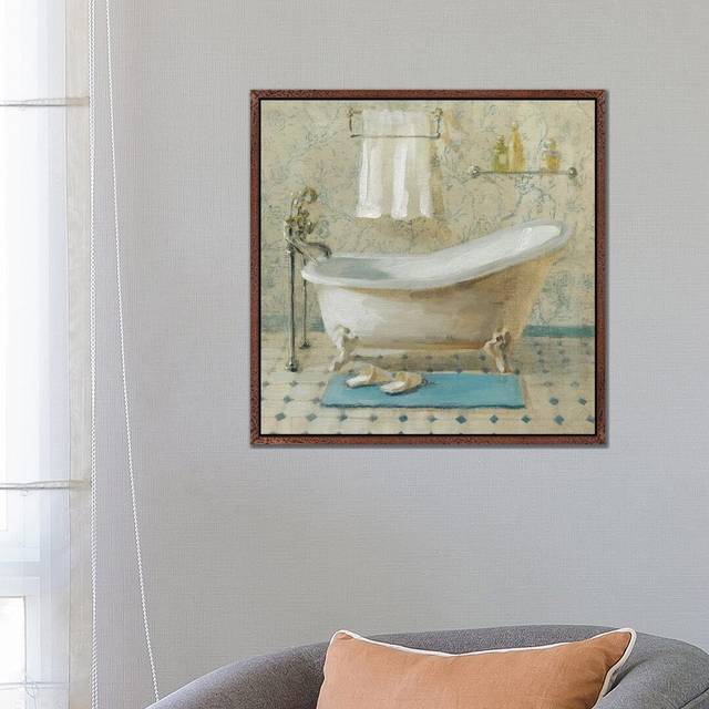 Victorian Bath III by Danhui Nai - Graphic Art Print on Canvas - Classic Brown Wood Framed (66.04 cm H x 66.04 cm W)