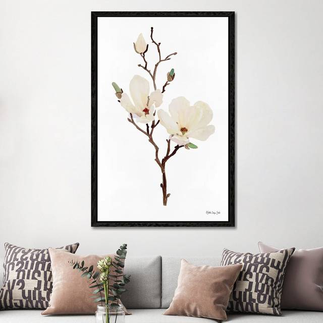 Magnolia by Stellar Design Studio - Painting on Canvas - Black Floater Frame (152.5 cm H x 101.5 cm W)