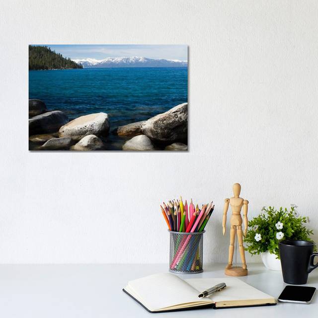 Rocks In A Lake With Mountain Range In The Background, Lake Tahoe, California, USA PIM15701 (20.32cm H x 30.48cm W x 1.91cm D)