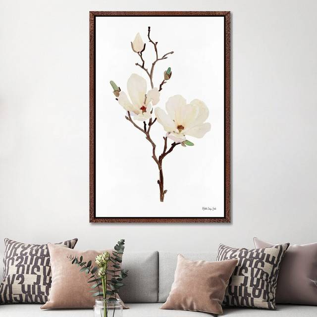 Magnolia by Stellar Design Studio - Painting on Canvas - Brown Floater Frame (152.5 cm H x 101.5 cm W)